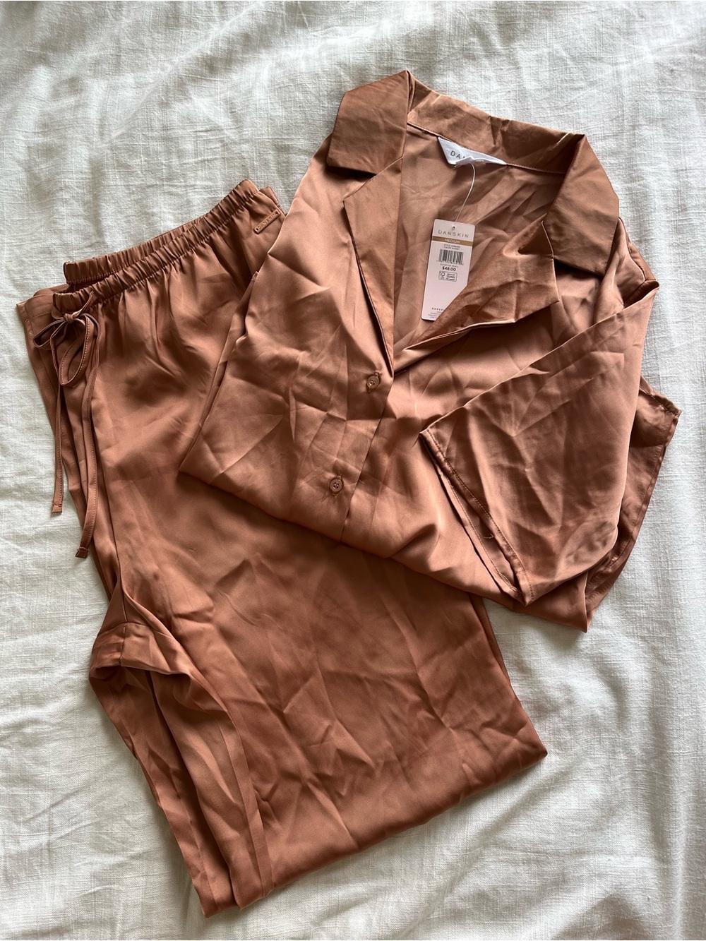 Danskin Silky Satin Pajama Set in Rosegold